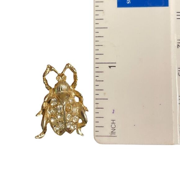 Diamanté Gold tone beetle brooch - Picture 8 of 10